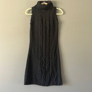 Calvin Klein Sleeveless Turtleneck Cable Knit Sweater Dress Gray